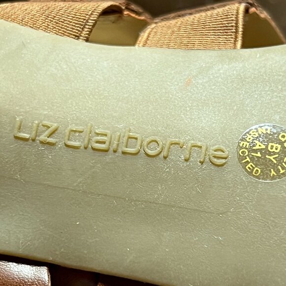 Liz Claiborne Brown Strappy Open-Toe Heels With Back Zipper Closure 7M - Picture 4 of 13